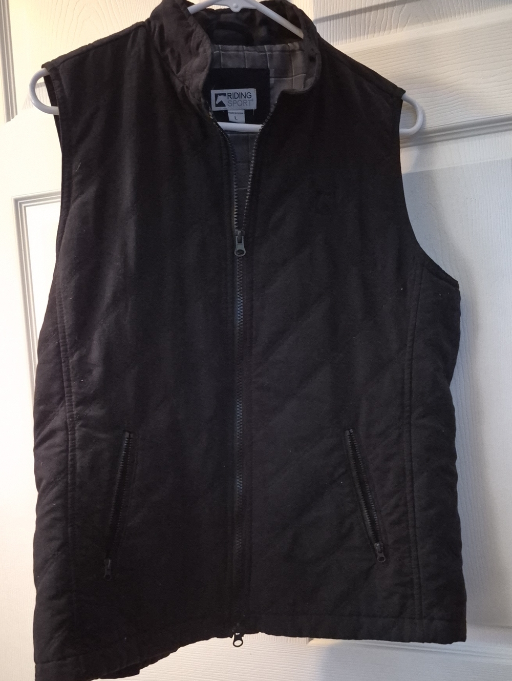 Riding Sport Women's Black Quilted Vest with Stand Collar